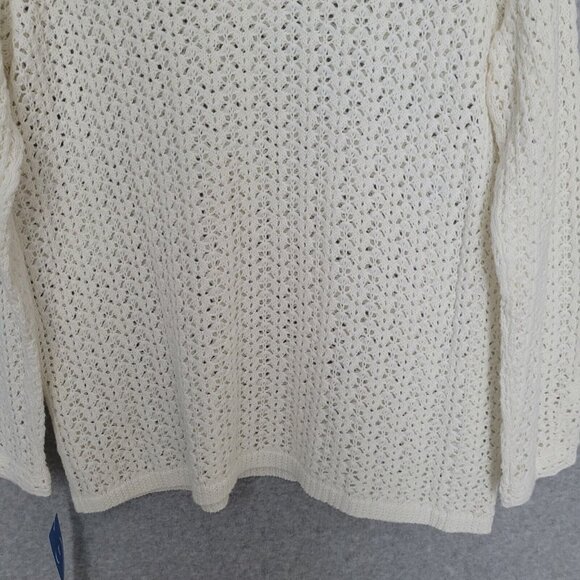 Relativity Womens Crochet Knit Sweater Top Size 1X White Cottagecore Boho NWT - Picture 7 of 16